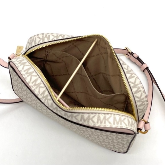 Michael Kors EW Zip Chain Xbody Bag Vanilla/ Light Pink - Picture 6 of 14